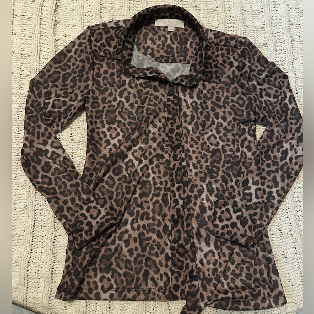 Loft Leopard Print Button Down - image 2
